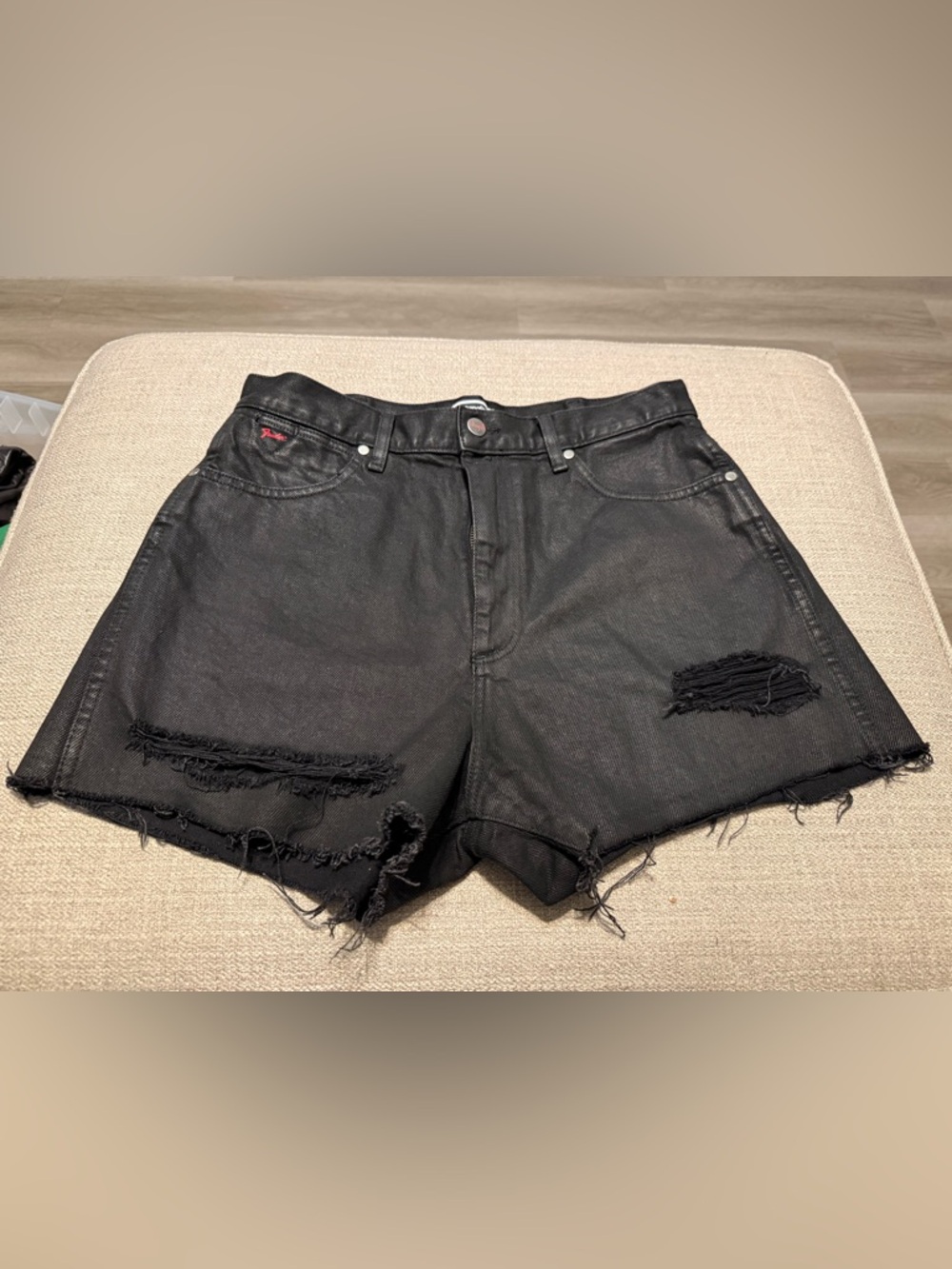 Wrangler Black Denim Shorts with Fender Label